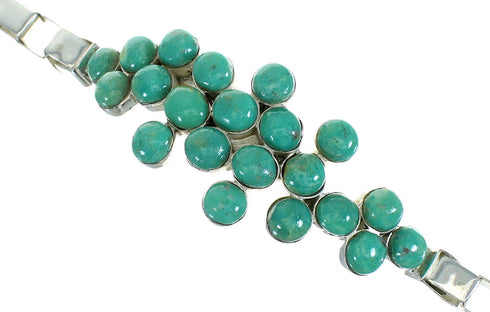 Turquoise And Genuine Sterling Silver Jewelry Link Bracelet VX65227